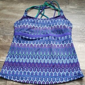 PrAna purple & sea green tankini swim top Medium